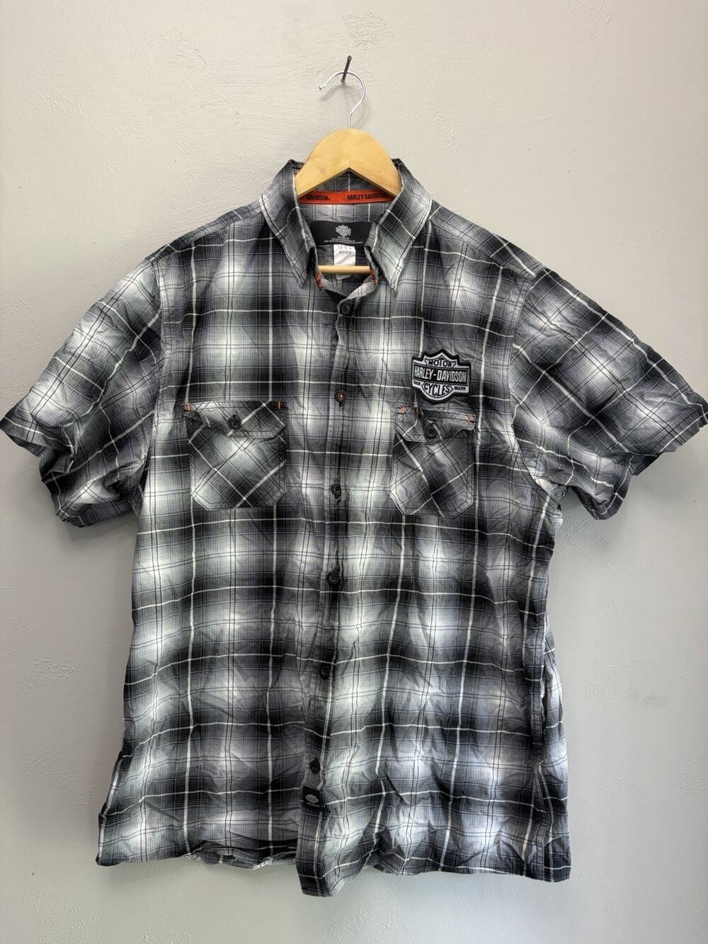 Vintage Harley-Davidson Short Sleeve ButtonUp Snap Shirt Mens L (0081)